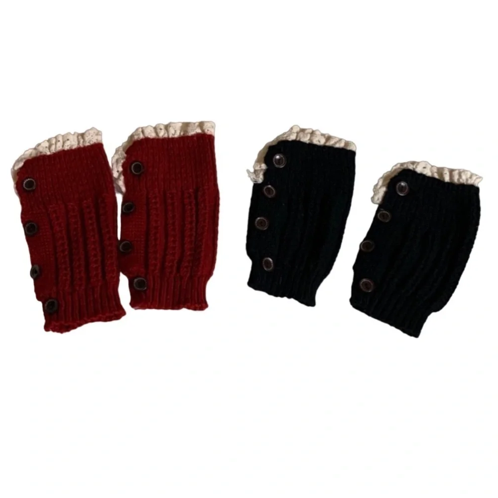 2 Pair boot toppers / cuffs 1 red, 1 black